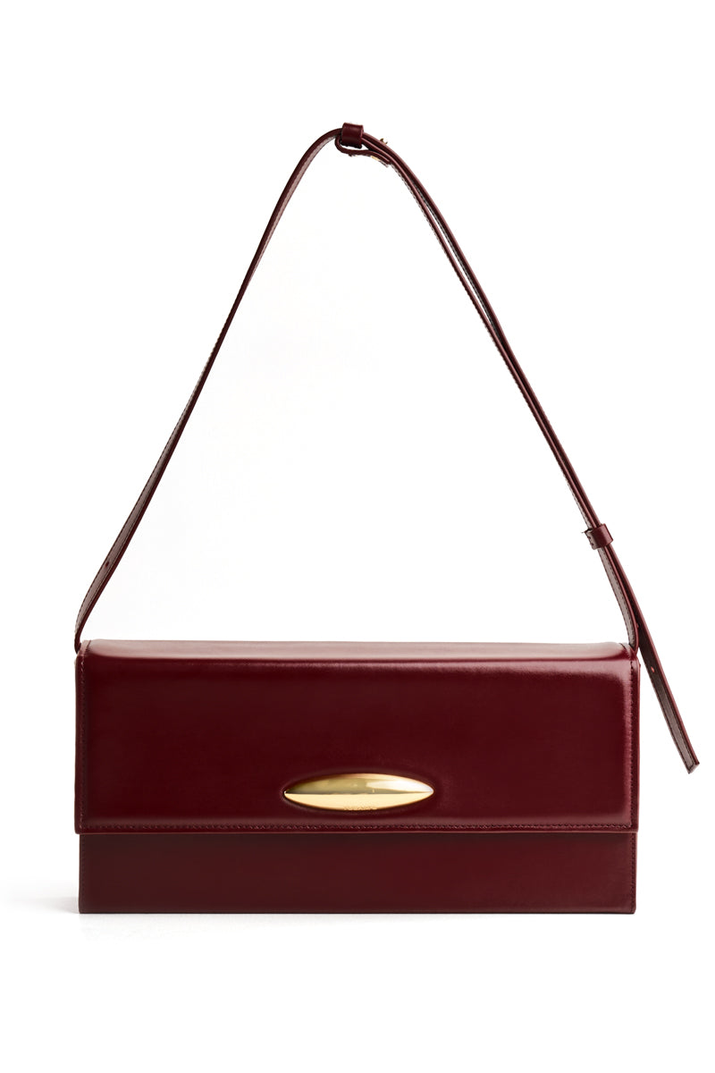 LEGANS BAGUETTE BAG IN BURGUNDY LEATHER
