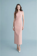 Pink Duisburg dress by Lekieu, a stylish midi dress featuring a flowy silhouette and elegant design.