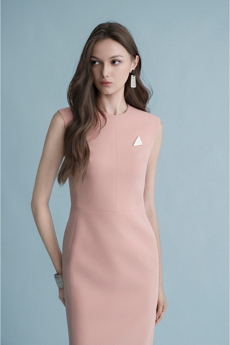 Pink DUISBURG midi dress by LEKIEU, featuring a stylish fit and elegant design, shown on a model.