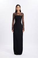 Black LENORA CREPE MAXI DRESS by Gigii's, featuring flowing fabric and elegant design, perfect for formal or casual occasions.