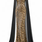 AWAVE leopard print maxi gown with thin straps displayed on a ghost mannequin, showcasing a stylish and elegant design.