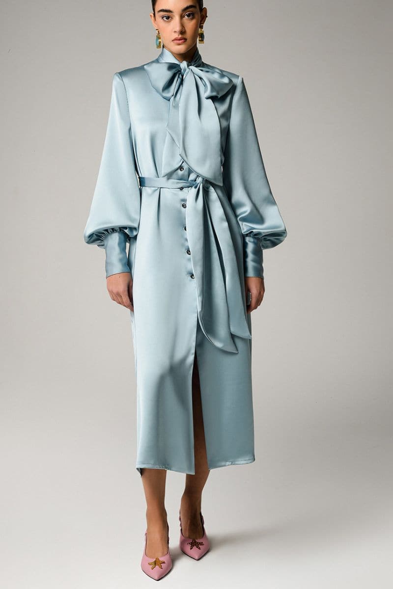 AQUA LONG SLEEVE MIDI DRESS | Liya | CULT MIA