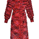 Liya Poppy knitted cardigan in red and black with button details, long sleeves, and a cozy, textured knit design.