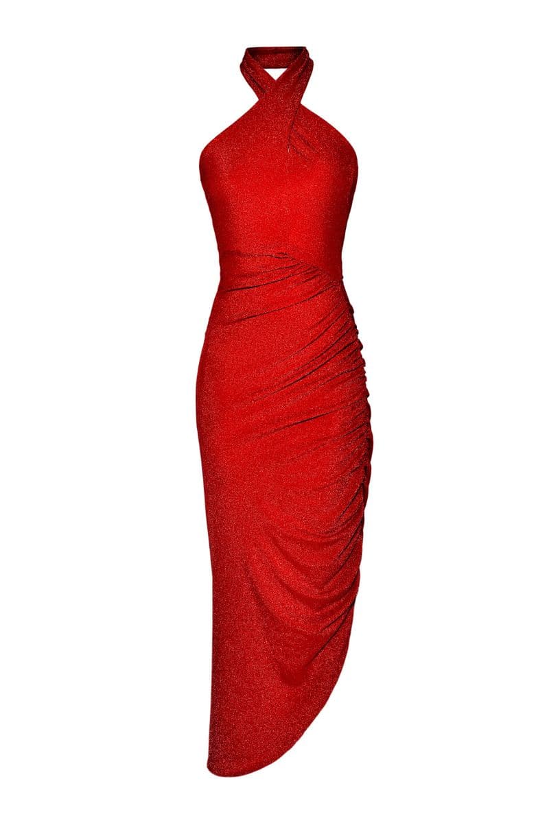 TWISTED NECK RED MAXI DRESS | Liya | CULT MIA