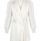Liya White Summer Breeze knitted sleeves jacket with lightweight fabric, casual design, and long sleeves for warm-weather wear.