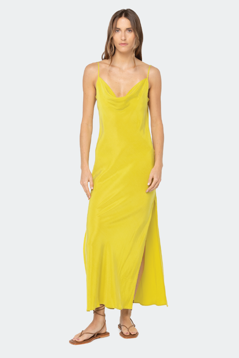 SERENGETI CITRON LOLA SLIP DRESS - CULT MIA