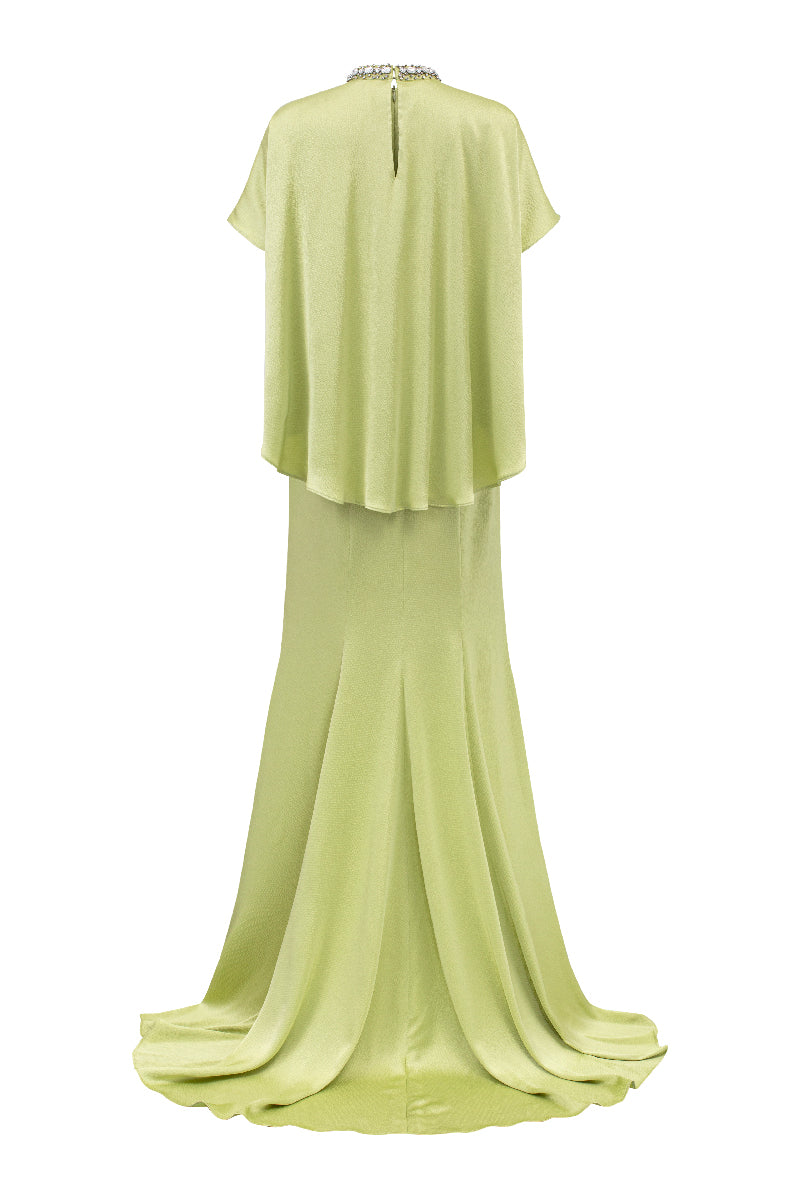 HIGH NECK GATHERED WAISTLINE MULLET GOWN - CULT MIA