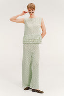 Vorn Design LORIA Set in Pistachio co-ords featuring a stylish matching top and pants in soft pistachio fabric.