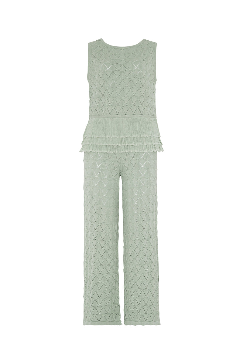 Vorn Design LORIA co-ords set in pistachio color, featuring a stylish matching top and pants ensemble.
