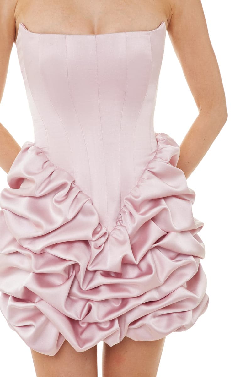 LUCKY ROSE PINK MINI DRESS WITH TRAIL - CULT MIA