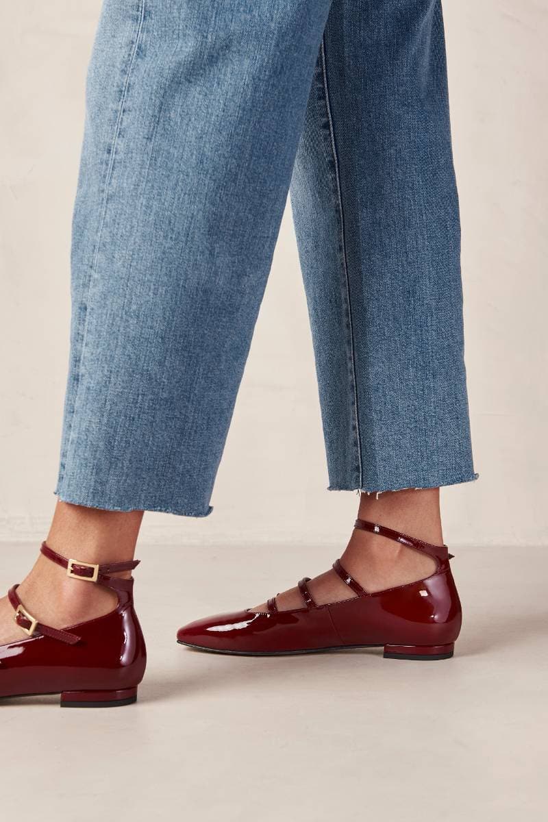 LUKE ONIX WINE BURGUNDY LEATHER BALLET FLATS - CULT MIA