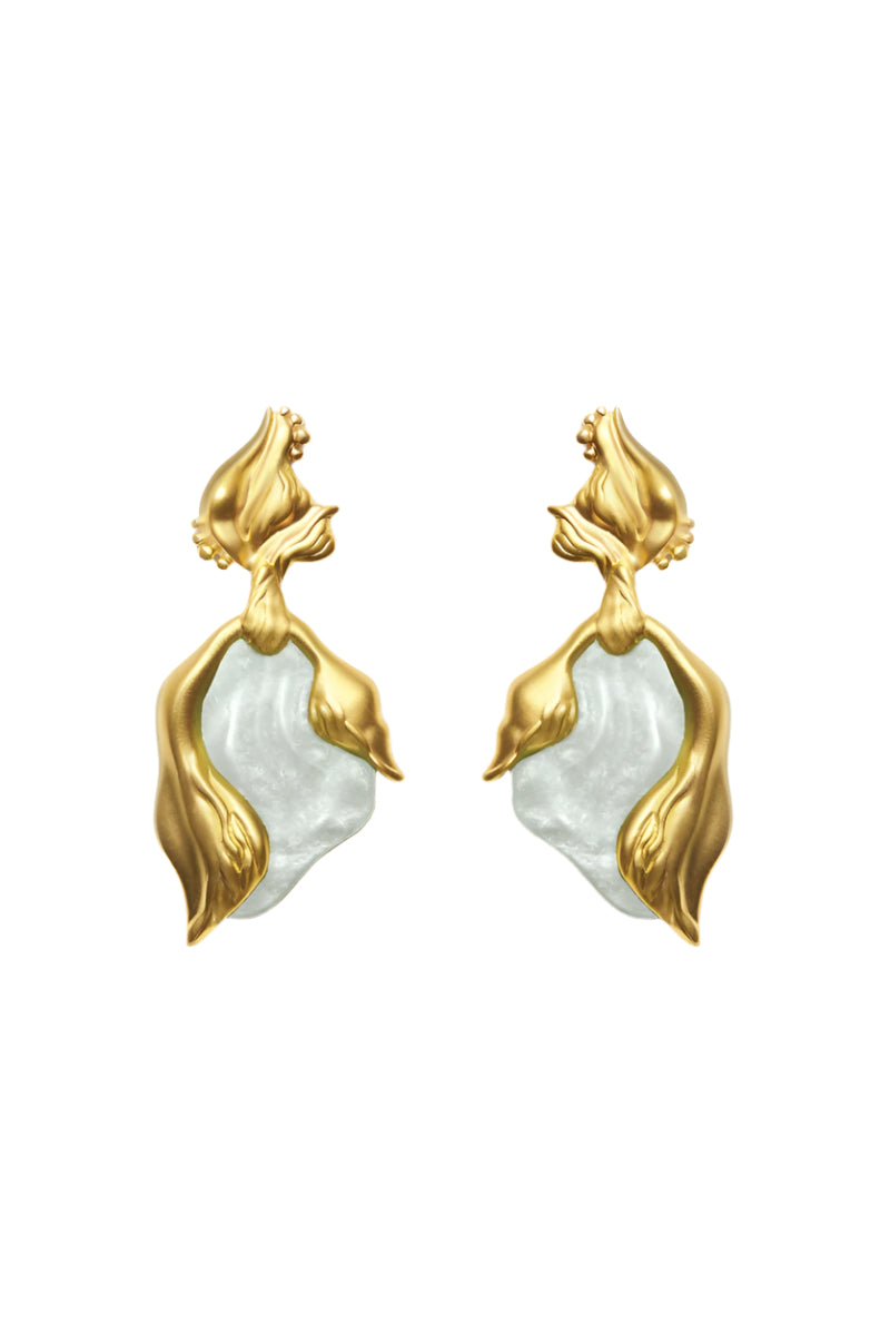 LUPA EARRINGS IN GOLD AND WHITE - CULT MIA