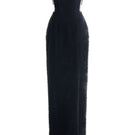 Black velvet maxi dress with stone details from Happy Clothing, featuring a fitted bodice and flowing skirt.