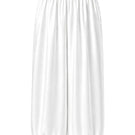White Izakova Marea Pants laid flat, showing slim-fit design and clean fabric with subtle stitching details.