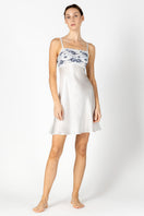 NK IMODE Marisa Charming bust support silk bandeau nightgown in ivory, front profile view showing soft fabric and elegant design.