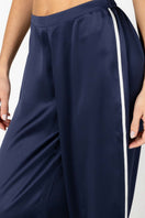 NK IMODE Marisa charming lounge silk trouser in evening blue, featuring smooth fabric and relaxed fit for comfortable loungewear.