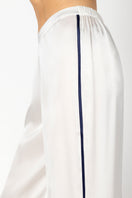 NK IMODE Marisa Charming Ivory Silk Lounge Trousers with relaxed fit and elegant design, perfect for comfortable loungewear.