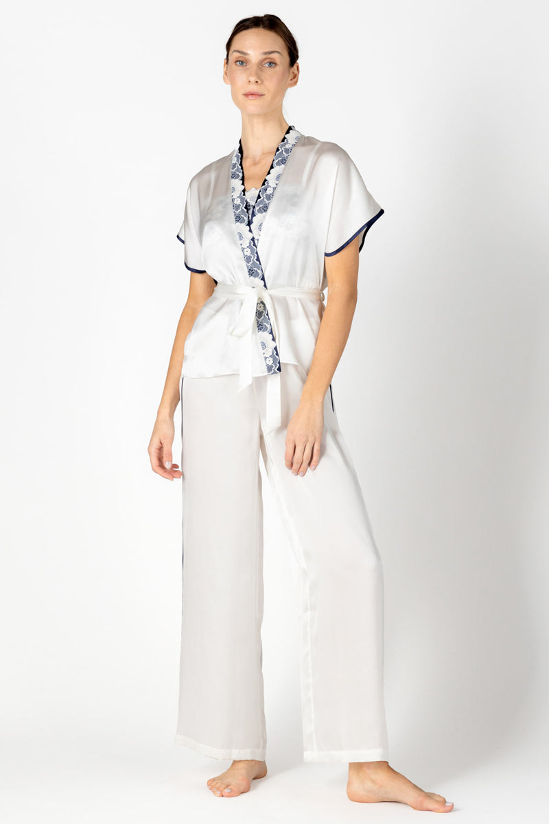 MARISA CHARMING SILK KIMONO WRAP JACKET IN IVORY - CULT MIA