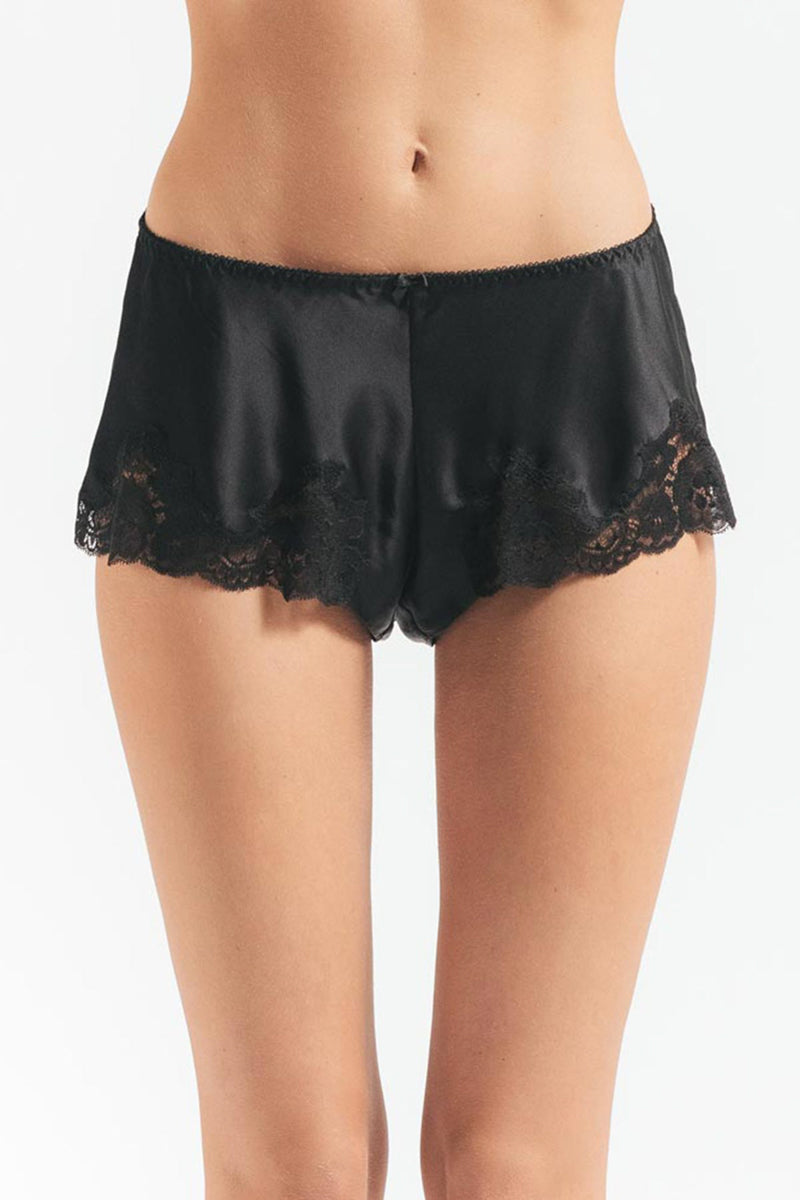 NK IMODE Morgan Retro Silk Tap Pant in black, stylish loungewear with a relaxed fit and smooth silk fabric.