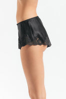 NK IMODE Morgan Retro Silk Tap Pant in black, stylish loungewear featuring smooth silk fabric and relaxed fit.