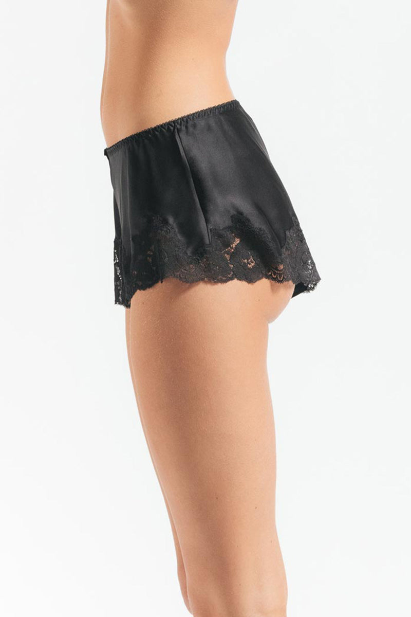 NK IMODE Morgan Retro Silk Tap Pant in black, stylish loungewear featuring smooth silk fabric and relaxed fit.