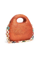 Emm Kuo Meadow Lane Rust top handle bag with structured design and leather finish, featuring a single top handle and elegant style.