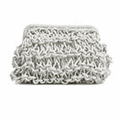 Teal medium rope clutch bag by Folklore The Label with woven texture and adjustable strap, stylish for everyday or evening use.