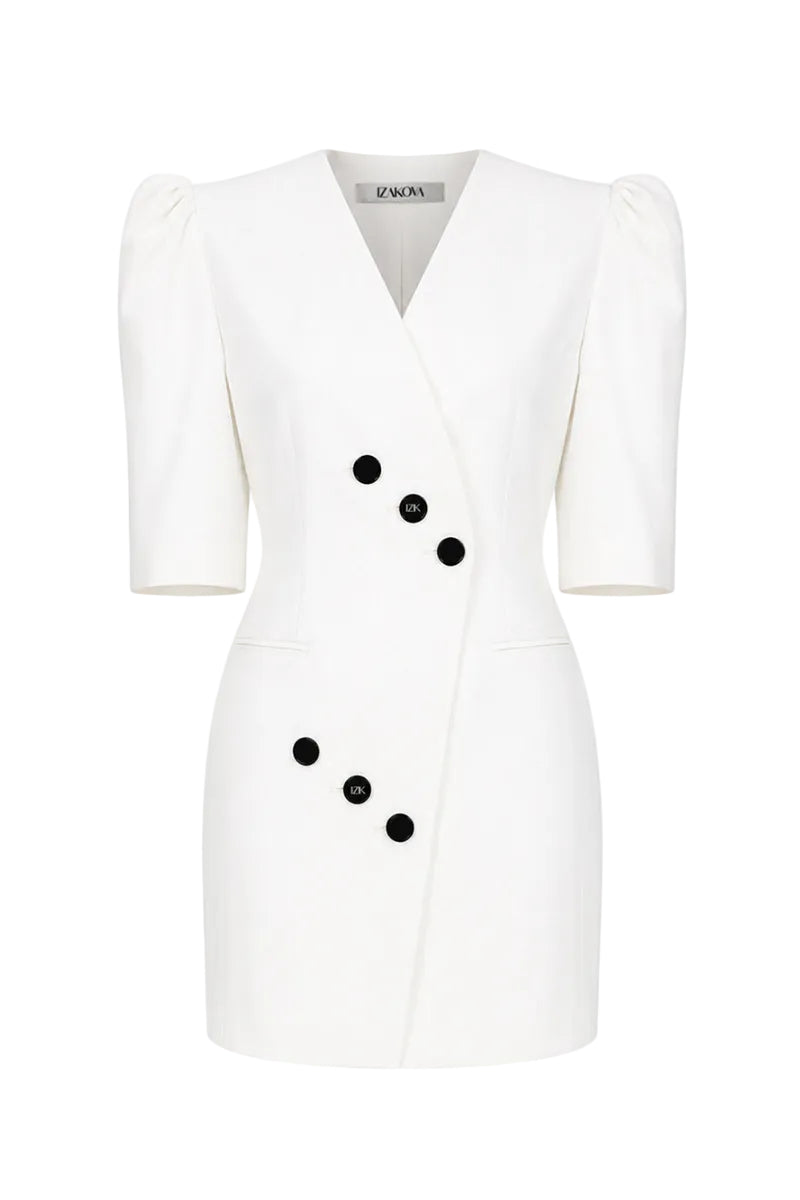 Off-white Mila blazer dress by Izakova, stylish mini dress with tailored fit and structured design for a chic look.