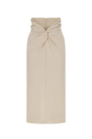 Mirel Prentice knotted midi skirt with knot detail at front, stylish and flowy, in a neutral fabric perfect for casual or dressy wear.