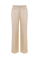 Mirel Prentice satin boyfriend pants with a low-rise waist, front view showcasing smooth satin fabric and relaxed fit.