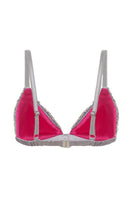 Mirel Prentice handmade rhinestone bra top showing intricate back design with sparkling embellishments and adjustable straps.