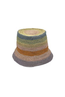 Modern Monarchie Poppy Rainbow Straw Bucket Hat with colorful rainbow design, lightweight and stylish for sunny days.