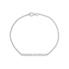 Matte platinum Morse Bridge bracelet by EDXÚ featuring diamond accents, displayed from the front view.
