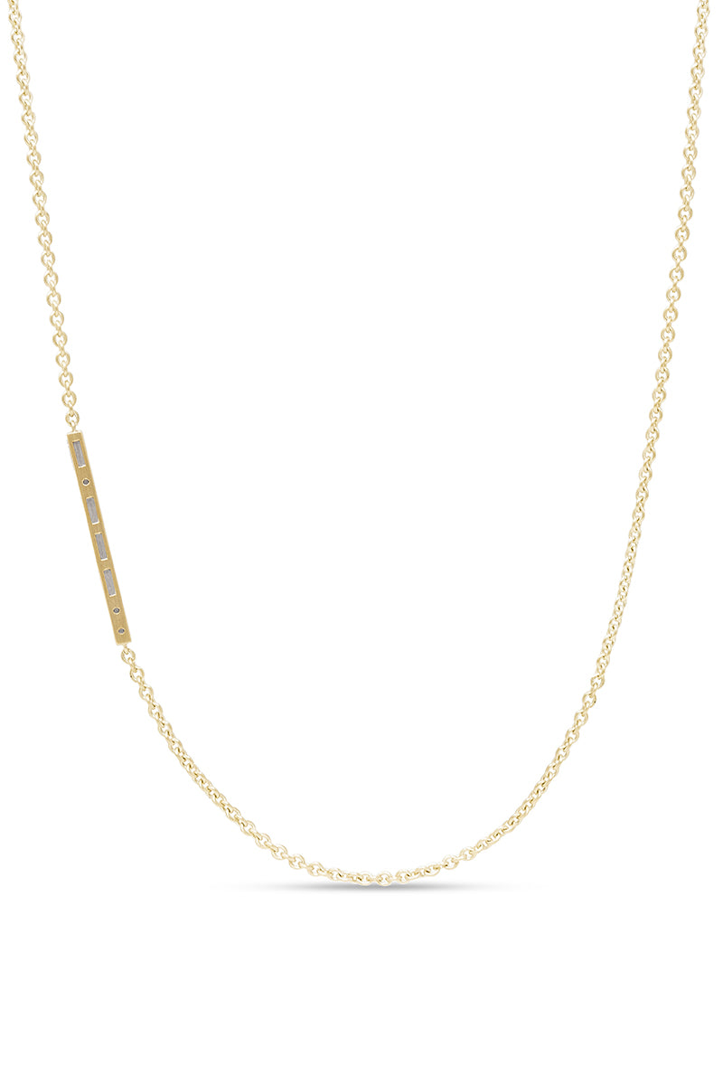 Matte gold Morse Bridge necklace with diamond accents from EDXÚ, featuring a sleek design and detailed craftsmanship.