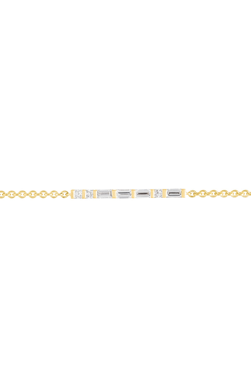 EDXÚ Morse Bridge Necklace in matte gold with diamond accents, close-up front view showing detailed chain and pendant design.