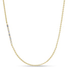 Matte gold Morse Bridge Necklace by EDXÚ featuring a sleek design with diamond accents, displayed front view.