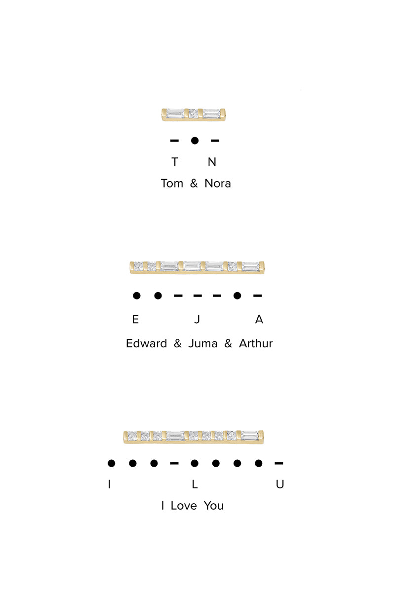 Matte gold Morse Bridge necklace by EDXÚ featuring intricate Morse code design, perfect for elegant jewelry collection.
