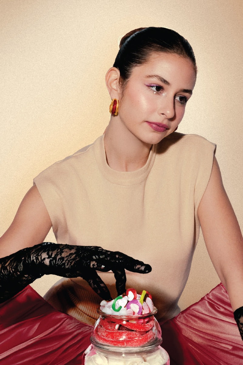 MULTIWAY CANDY HOOPS IN GOLD AND RED - CULT MIA