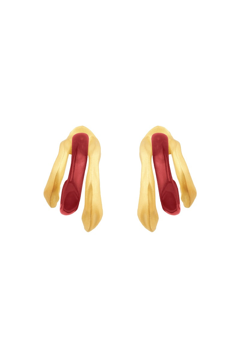 MULTIWAY CANDY HOOPS IN GOLD AND RED - CULT MIA