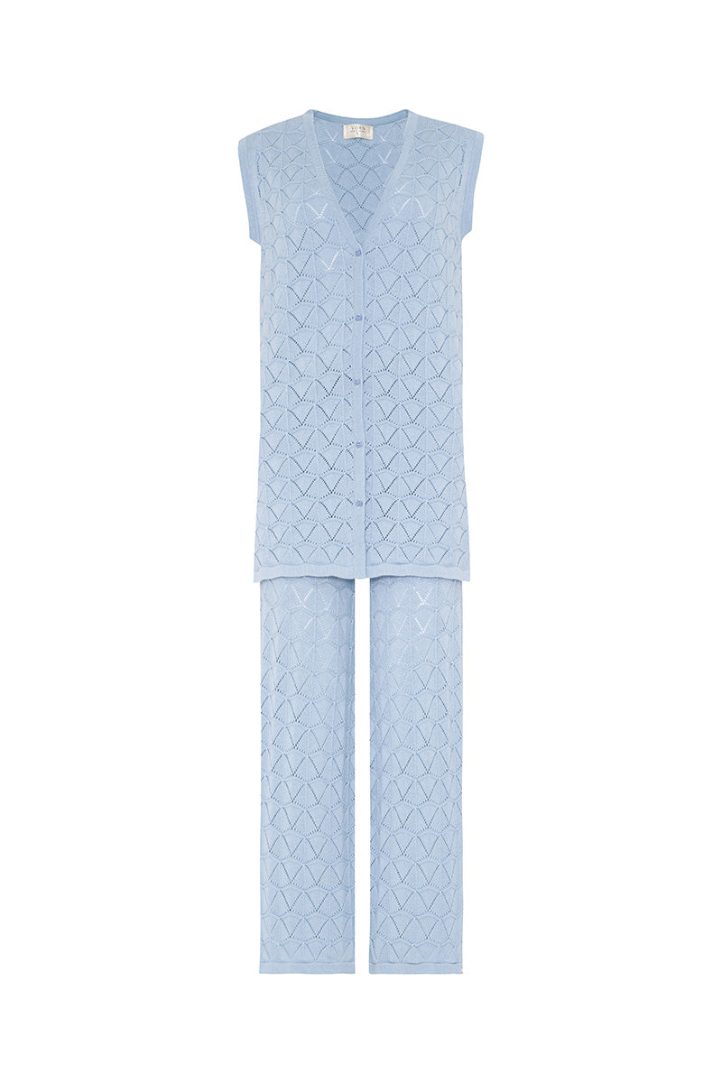 Nautica ice blue co-ord set by Vorn Design, featuring a matching top and bottoms with a relaxed, stylish fit.