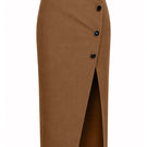 Brown NEDA midi skirt by Izakova, featuring a flowing fabric and stylish design, shown in the image.