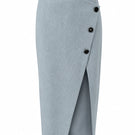 Izakova NEDA midi skirt in washed blue, featuring a flowy design and casual style, shown in the image.