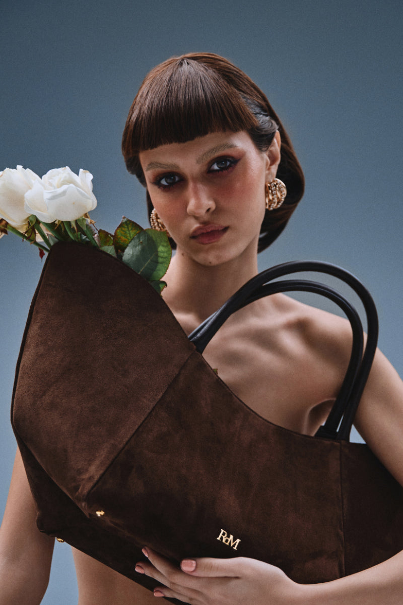 Rose de Mai Neroli Bag in Chocolate, a stylish top handle bag with elegant design and rich chocolate color.