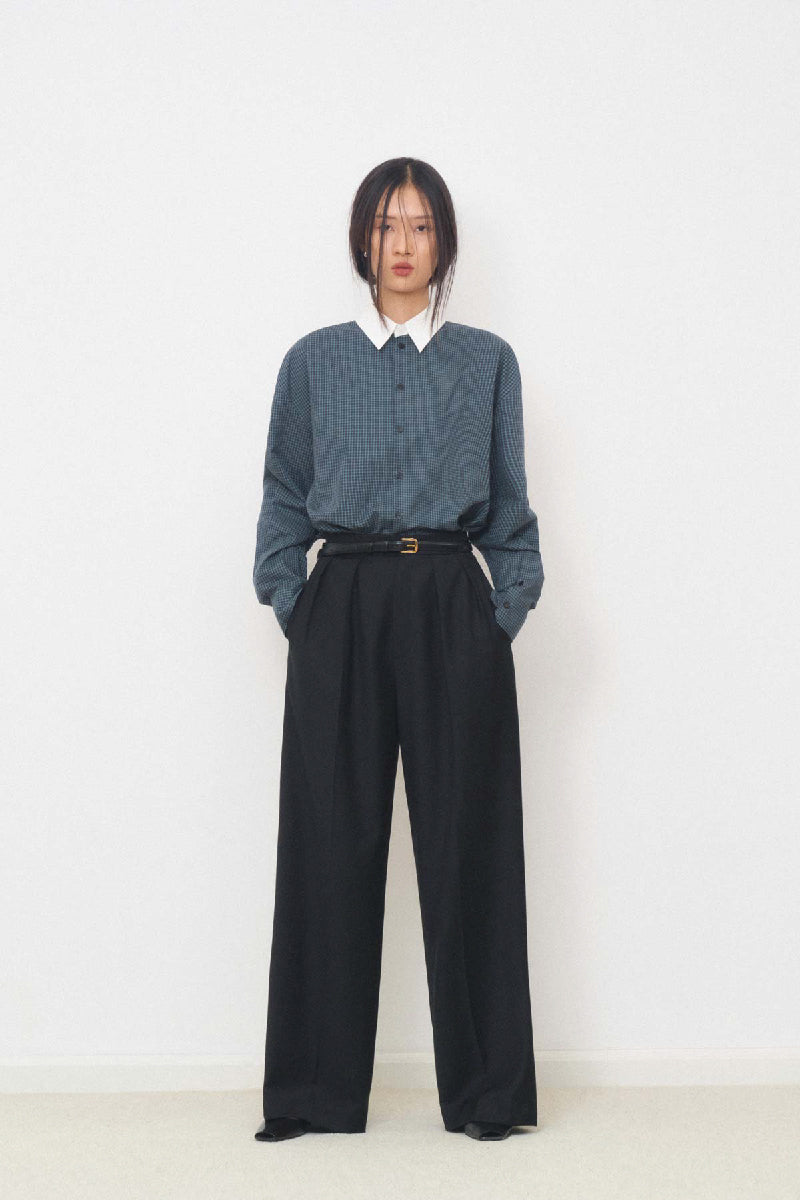 RELAXED SHIRT WITH BUTTONS IN NAVY - CULT MIA