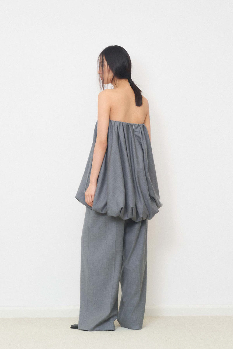 LOOSE PANTS WITH FRONT PLEATS IN GRAY - CULT MIA
