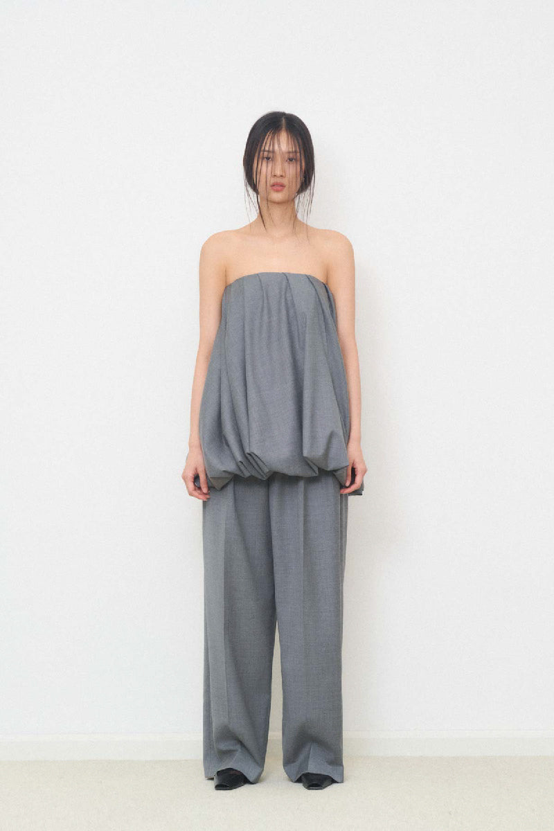 LOOSE PANTS WITH FRONT PLEATS IN GRAY - CULT MIA