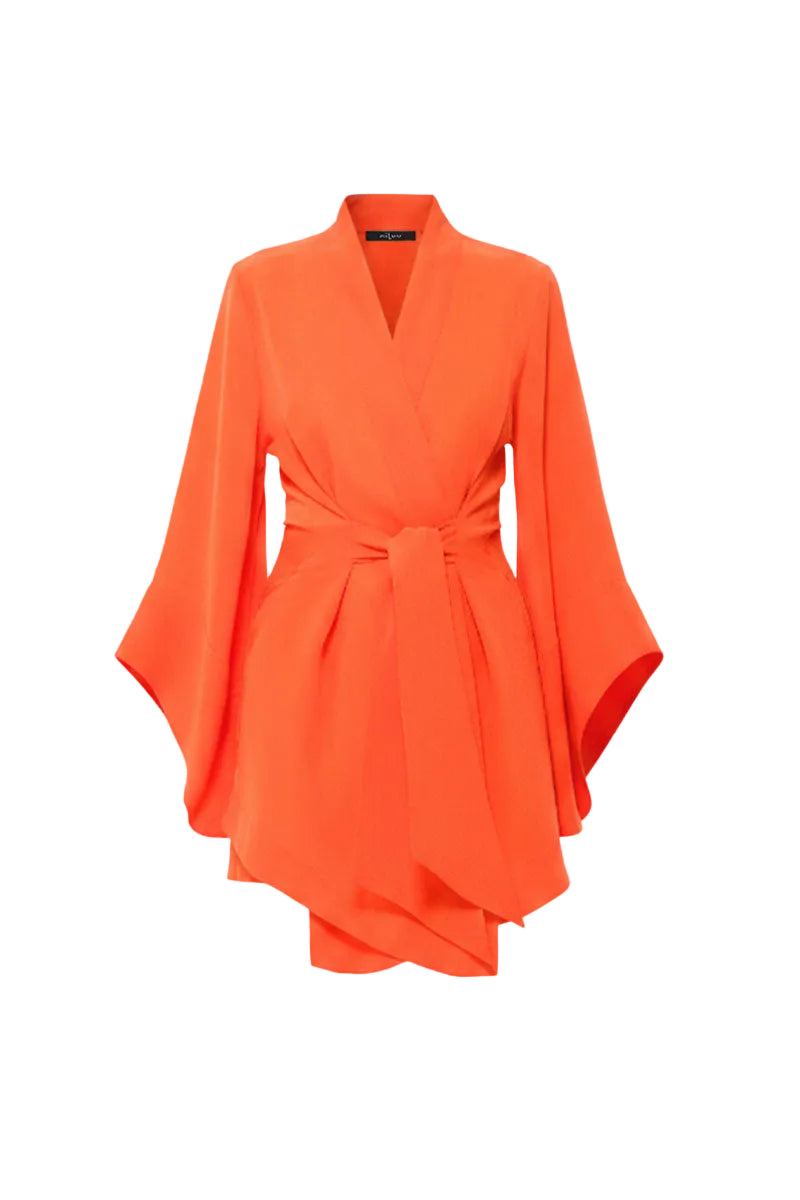 niLuu Ember Amara mini kimono robe with ghostly pattern, lightweight and stylish for lounging or sleepwear.