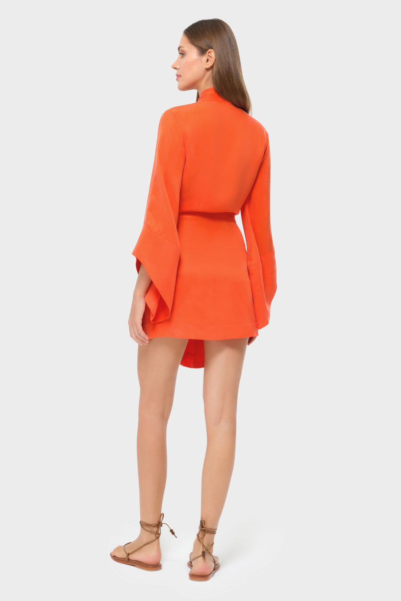 niLuu Ember Amara mini kimono robe shown in soft fabric with wide sleeves and a relaxed fit, perfect for loungewear.