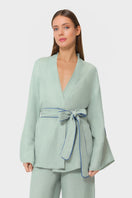 niLuu Jade Wrap Top, stylish women's tops in soft fabric, featuring a wrap design and elegant fit.