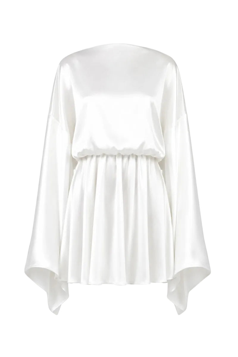 White Nina dress by Izakova, stylish mini dress with a fitted silhouette and elegant design, perfect for summer or casual outings.